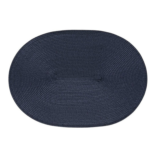 Imagem JOGO AMERICANO LUNA OVAL AZUL MARINHO AVULSO EM PVC E POLIÉSTER 33X48CM - COPA&CIA