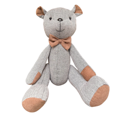 Imagem de URSO DE PELÚCIA CINZA DECORATIVO COM GRAVATA BORBOLETA MARROM 62X25X18 CM - CROSS - Cross Comercial Ltda