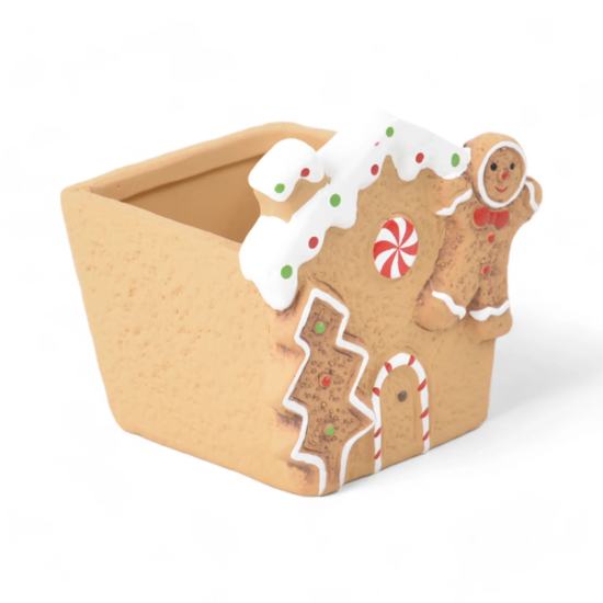 Imagem MINI VASO CASA GINGERBREAD NATALINO EM CERÂMICA COLORIDO 8X8X7 CM