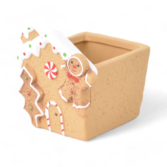 Imagem MINI VASO CASA GINGERBREAD NATALINO EM CERÂMICA COLORIDO 8X8X7 CM