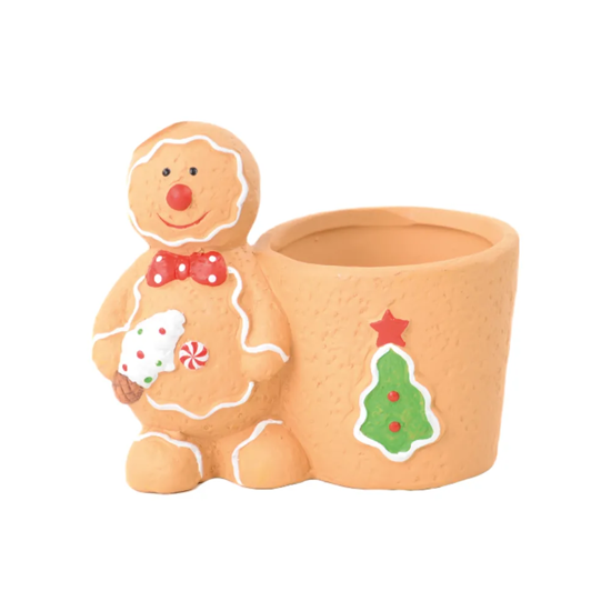 Imagem MINI VASO NATALINO GINGERBREAD COZINHEIRO COLORIDO EM CERÂMICA 11X12X7 CM