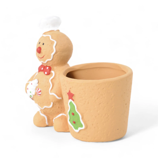Imagem MINI VASO NATALINO GINGERBREAD COZINHEIRO COLORIDO EM CERÂMICA 11X12X7 CM