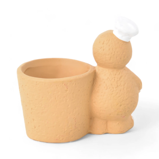 Imagem MINI VASO NATALINO GINGERBREAD COZINHEIRO COLORIDO EM CERÂMICA 11X12X7 CM