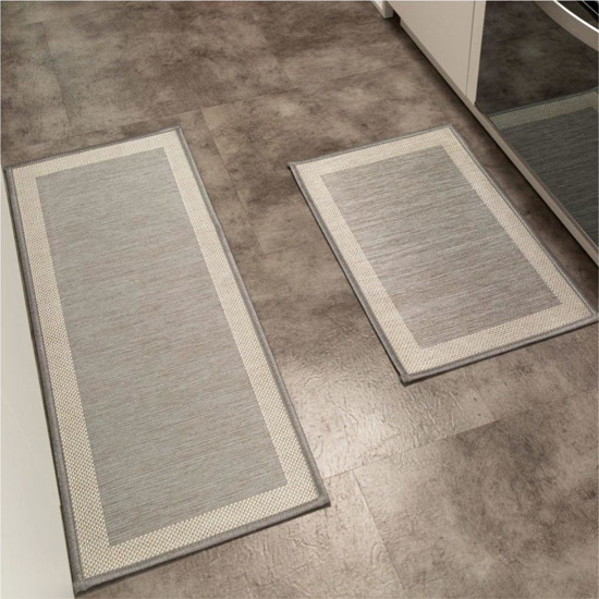 Imagem TAPETE SENSE TEXTILE JACQUARD LINE GRAFITE EM POLIÉSTER E BORRACHA 120X45CM