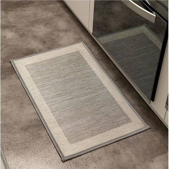 Imagem TAPETE SENSE TEXTILE JACQUARD LINE GRAFITE EM POLIÉSTER E BORRACHA 75X45 CM