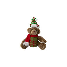 Imagem de URSO DECORATIVO9 DE NATAL COM ROUPINHA XADREZ COR MARROM, VERDE E VERMELHO 26CM  - Dinatale Import Ltda