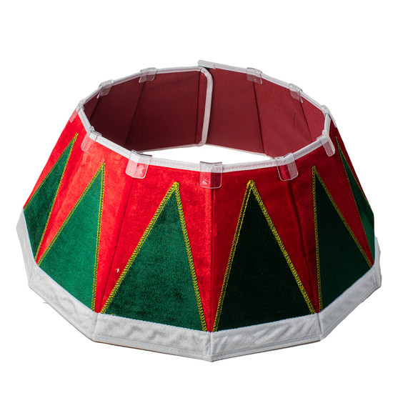 Imagem SAIA RÍGIDA VERMELHA E BORDA BRANCA PARA ÁRVORA DE NATAL 68X68X17 CM