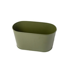 Imagem de CACHEPOT DUPLO LISTRAS COR MUSGO DE METAL 29X16X15CM  - Floral Atlanta Ind E Com Ltda