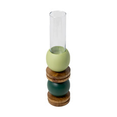 Imagem de VASO DECORATIVO DE MADEIRA COR VERDE 9X9X38CM  - Movelaria Coisas Do Brasil Ltda
