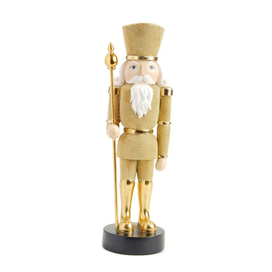 Imagem BONECO SOLDADO DE CHUMBO NATALINO EM RESINA DECOR DOURADO COM CAJADO 31X9X7 CM