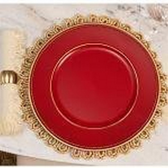Imagem SOUSPLAT NATALINO GALLES HOPE VERMELHO COM DETALHES DOURADO 33 CM