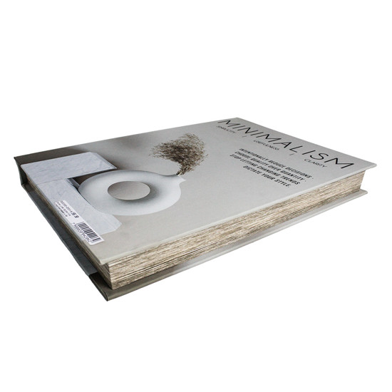 Imagem LIVRO CAIXA DECORATIVO CINZA EM MADEIRA E COURINO 5X36X27 CM