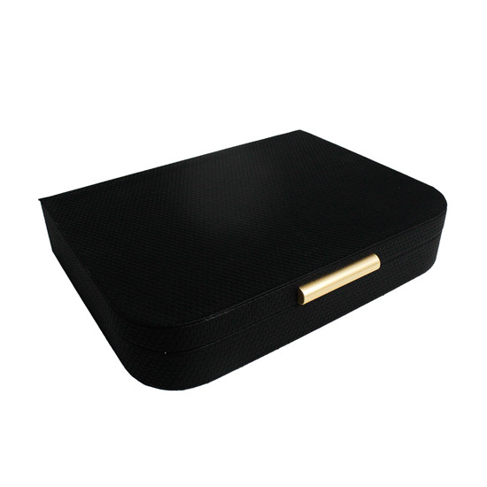 Imagem CAIXA DECORATIVA EM CORINO E MDF PRETO 6X33X25 CM