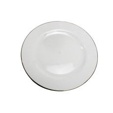 Imagem de PRATO RASO ROYAL BRANCO EM PORCELANA COM BORDA DOURADA 27X27X2 CM - Etilux Industria E Comercio Ltda