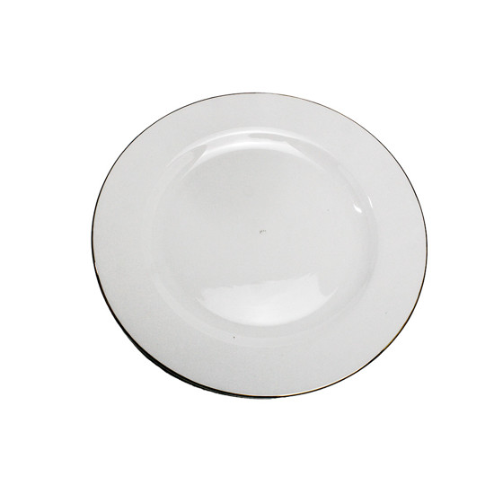 Imagem PRATO RASO ROYAL BRANCO EM PORCELANA COM BORDA DOURADA 27X27X2 CM