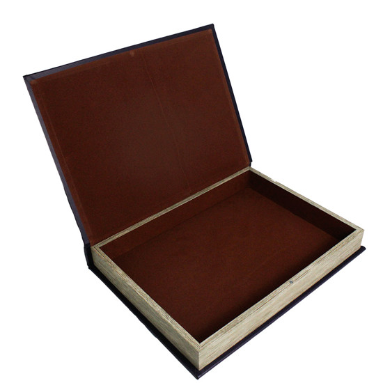 Imagem LIVRO CAIXA DECORATIVO VIOLETA EM MADEIRA E COURINO 5X36X27 CM