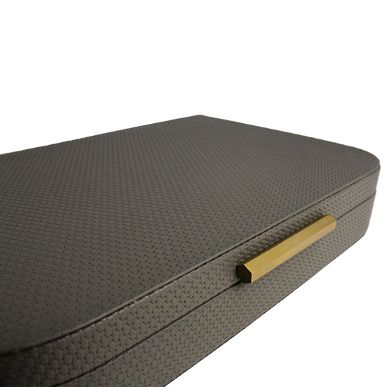 Imagem CAIXA DECORATIVA EM CORINO E MDF CINZA 6X33X25 CM