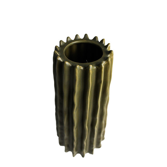 Imagem VASO DECORATIVO ALONGADO EM PORCELANA VERDE OLIVA 33X13 CM