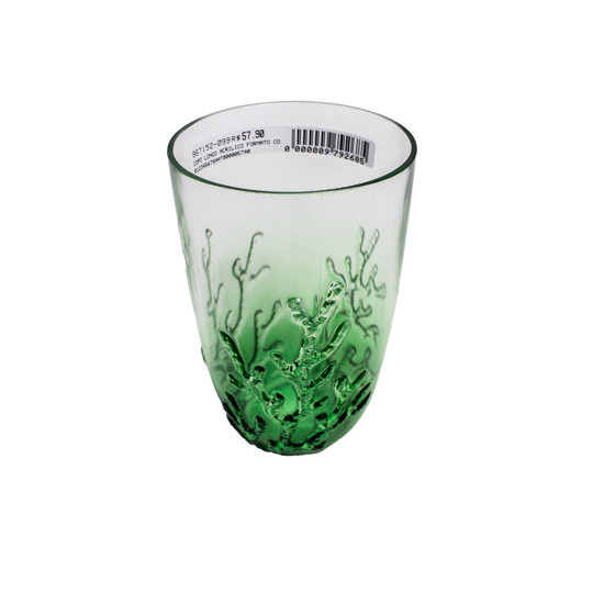 Imagem COPO LONGO VERDE EM ACRÍLICO COM CORAL MARINHO EM ALTO RELEVO 680ML 15X8X8 CM