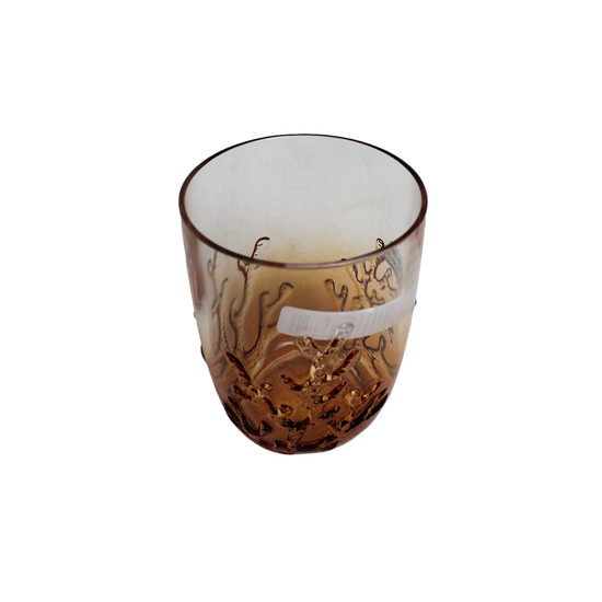 Imagem COPO BAIXO LARANJA EM ACRÍLICO COM CORAL MARINHO EM ALTO RELEVO 480ML 11X8X8 CM
