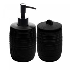 Imagem de CONJUNTO 2 PEÇAS PARA BANHEIRO EM CERÂMICA DUNA PRETO 18X8 CM - Rojemac Impotacao E Exportacao Ltda
