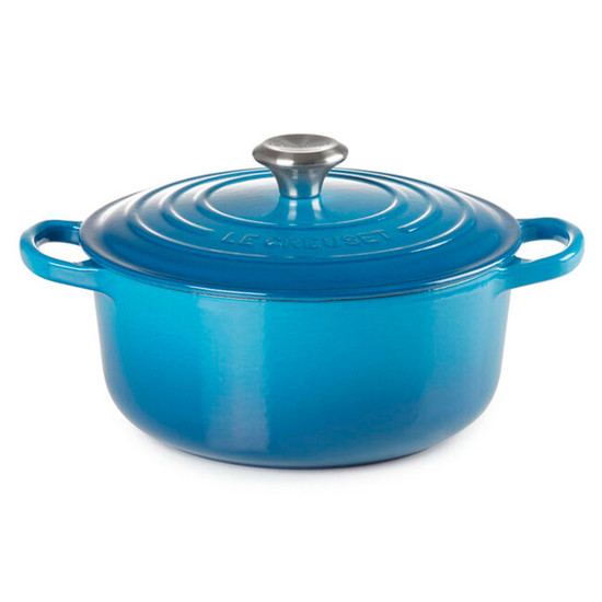 Imagem PANELA REDONDA AZUL MARSEILLE EM FERRO FUNDIDO C/ TAMPA 1,8L 13,4X25X19 CM LE CREUSET