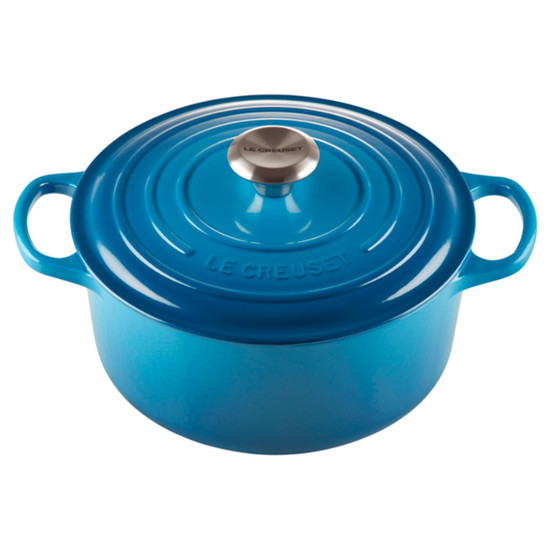 Imagem PANELA REDONDA AZUL MARSEILLE EM FERRO FUNDIDO C/ TAMPA 1,8L 13,4X25X19 CM LE CREUSET