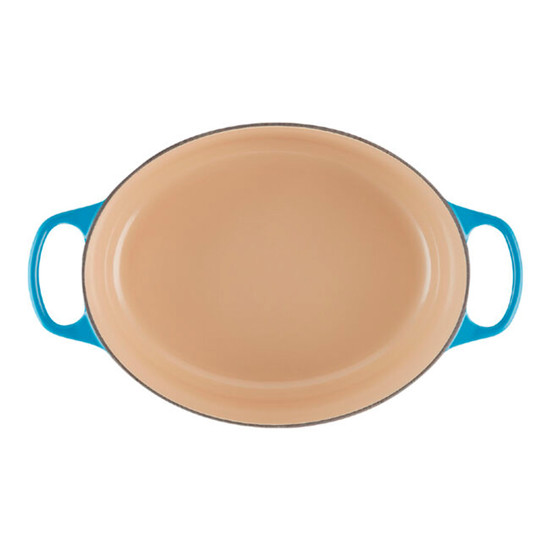 Imagem PANELA OVAL AZUL MARSEILLE EM FERRO FUNDIDO COM TAMPA 6,3L 18X31X24 CM LE CREUSET