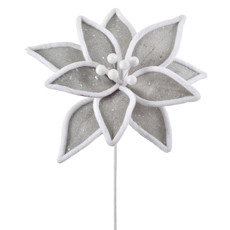 Imagem de HASTE NATALINA DECORATIVA PRATA COM BORDA BRANCA MOLDÁVEL BICO DE PAPAGAIO 45X29CM - Grillo Ltda