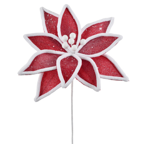 Imagem HASTE NATALINA DECOR VERMELHA COM BORDA BRANCA MOLDÁVEL BICO DE PAPAGAIO 45X29 CM