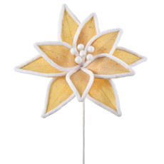 Imagem de HASTE NATALINA DECOR DOURADA COM BORDA BRANCA MOLDÁVEL BICO DE PAPAGAIO 45X29 CM - Grillo Ltda