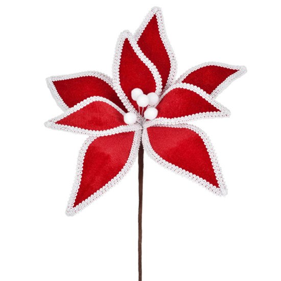 Imagem HASTE DECORATIVA MOLDÁVEL BICO DE PAPAGAIO VERMELHA COM BORDA BRANCA 34X28 CM