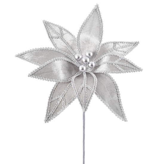 Imagem HASTE NATALINA DECORATIVA PRATA MOLDÁVEL BICO DE PAPAGAIO 45X29 CM - GRILLO 57269