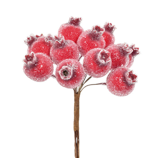 Imagem HASTE DECORATIVA DE ROMÃS VERMELHAS EM PLÁSTICO MOLDÁVEL 12X10 CM - GRILLO 57205