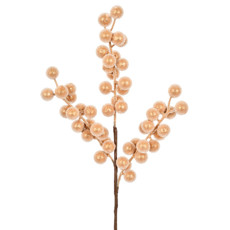 Imagem de HASTE DECORATIVA DE BERRIES NEVADAS DOURADAS EM PLÁTICO E ISOPOR 37X12 CM - Grillo Ltda