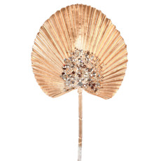 Imagem de HASTE NATALINA LEQUE PALMEIRA DOURADA COM DETALHES EM GLITTER 42X19 CM GRILLO 57191 - Grillo Ltda
