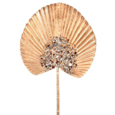 Imagem de HASTE NATALINA LEQUE PALMEIRA DOURADA COM DETALHES EM GLITTER 54X25 CM GRILLO 57190 - Grillo Ltda