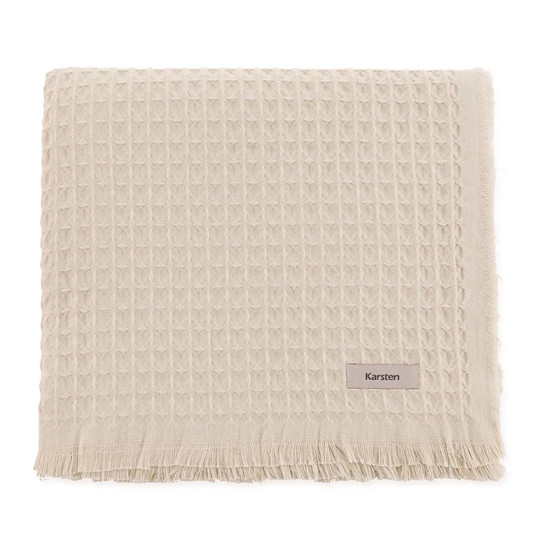 Imagem MANTA DECORATIVA DENVER AREIA BEGE EM ALGODÃO 150X200 CM