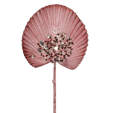 Imagem de HASTE NATALINA LEQUE PALMEIRA VERMELHA COM DETALHES EM GLITTER 42X19 CM GRILLO 57191 - Grillo Ltda