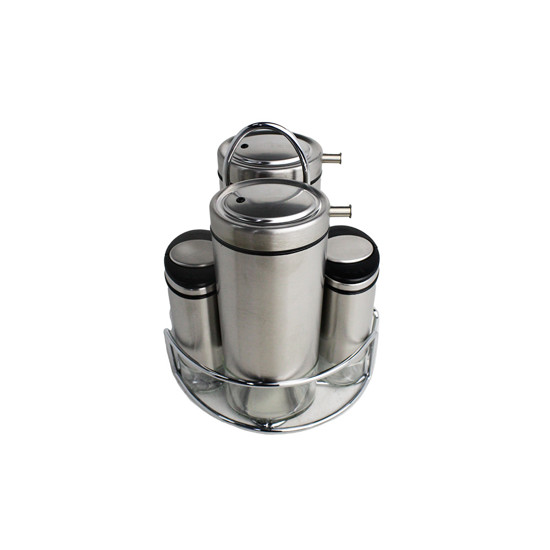 Imagem JOGO DE 4 GALHETEIROS E PORTA CONDIMENTOS EM VIDRO E INOX 20X15X10 CM