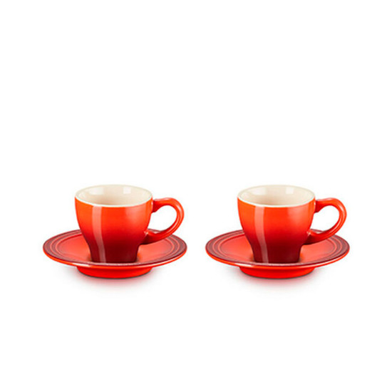 Imagem CONJUNTO DE 2 XÍCARAS COM PIRES VERMELHO EM CERÂMICA 70ML 3X12X12 CM - LE CREUSET