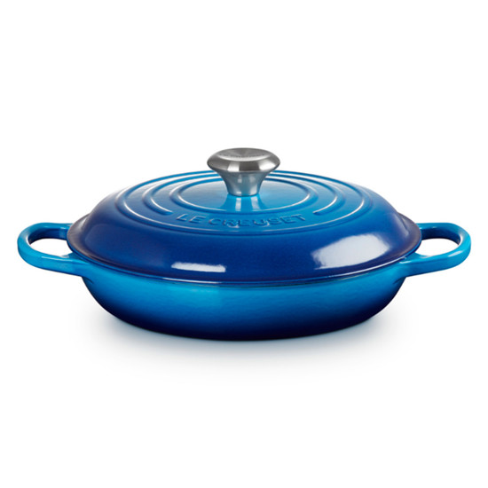 Imagem CAÇAROLA SIGNATURE 2,2L COM TAMPA EM FERRO FUNDIDO AZURE BLUE 12X35X27CM - LE CREUSET