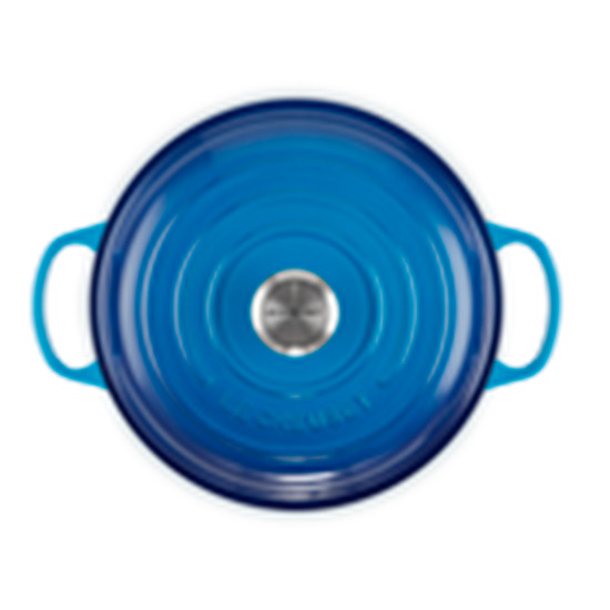 Imagem CAÇAROLA SIGNATURE 2,2L COM TAMPA EM FERRO FUNDIDO AZURE BLUE 12X35X27CM - LE CREUSET