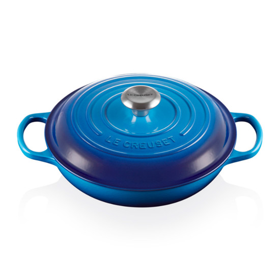 Imagem CAÇAROLA SIGNATURE 2,2L COM TAMPA EM FERRO FUNDIDO AZURE BLUE 12X35X27CM - LE CREUSET