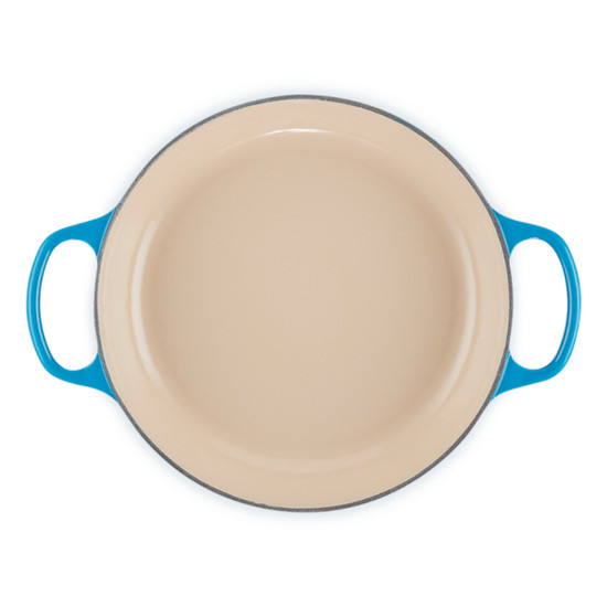 Imagem CAÇAROLA SIGNATURE 2,2L COM TAMPA EM FERRO FUNDIDO AZURE BLUE 12X35X27CM - LE CREUSET