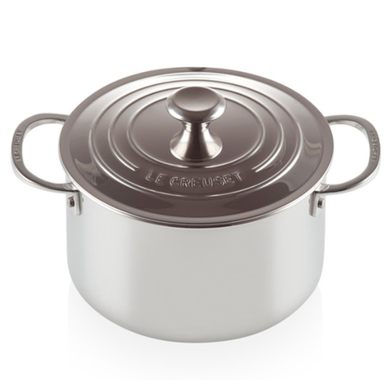 Imagem CAÇAROLA FUNDA COM TAMPA 3-PLY EM INOX 18X24X24 CM - LE CREUSET