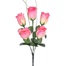 Imagem de BUQUÊ DECORATIVO DE BOTÕES DE ROSA EM PLÁSTICO MOLDÁVEL E CETIM ROSA - GRILLO - Grillo Ltda