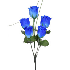 Imagem de BUQUÊ DECORATIVO DE BOTÕES DE ROSA AZUL EM PLÁSTICO MOLDÁVEL E CETIM 29X10 CM - Grillo Ltda