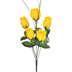 Imagem de BUQUÊ DECORATIVO DE BOTÕES DE ROSA AMARELO EM PLÁSTICO MOLDÁVEL E CETIM - GRILLO - Grillo Ltda