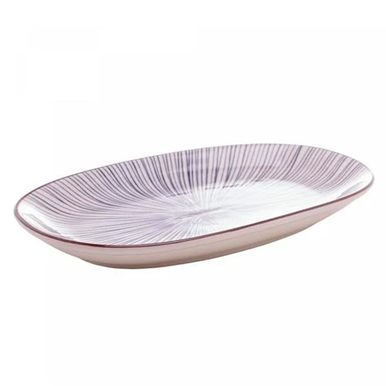 Imagem CONJUNTO 2 PRATOS RASOS OVAIS EM PORCELANA PARA SERVIR 24X15X5 CM - WOLFF